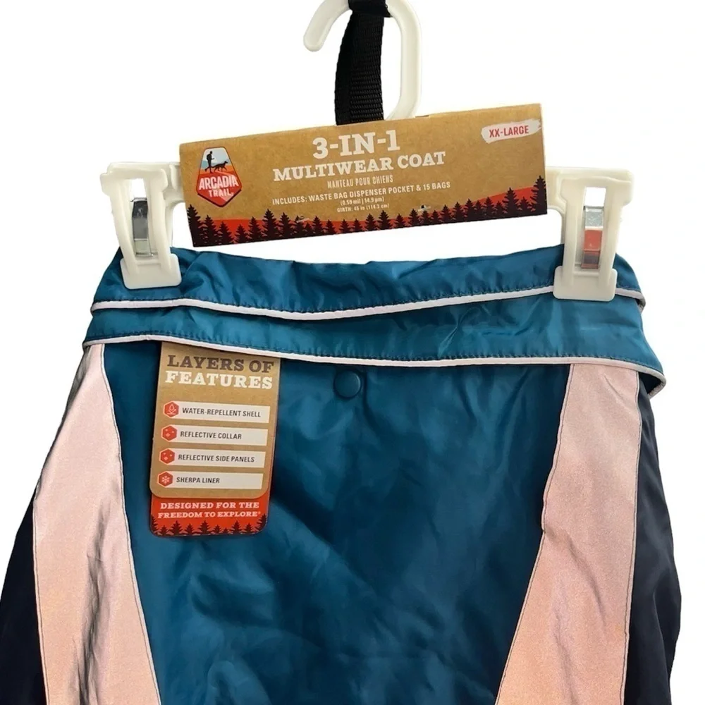 Arcadia vest dogs water proof 2 piece set vest and lining 3-IN-1 MULTIWEAR COAT